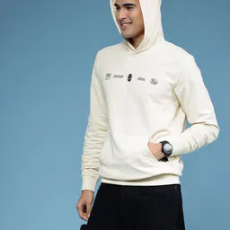 HERE&NOW Typography Printed Pure Cotton Hooded Sweatshirt image 3