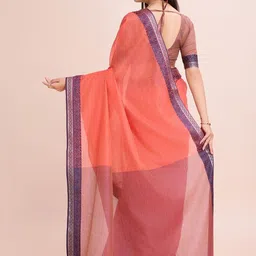 COSBILA FASHION Solid Woven Design Border Pure Cotton Saree image 5