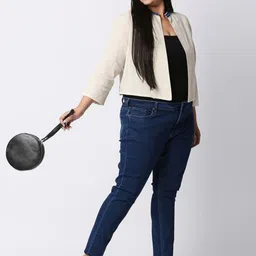 Style Quotient Plus Women Embroidered Neck Open Front Shrug image 5