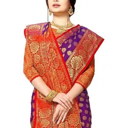 AKSH FASHION Woven Design Zari Silk Blend Banarasi Saree image 4