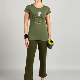 PAAVKI Printed Round Neck Pure Cotton T-Shirt With Capris-image-34