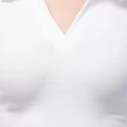 Maheshvi Ribbed Shirt Collar Fitted Crop Top image 4