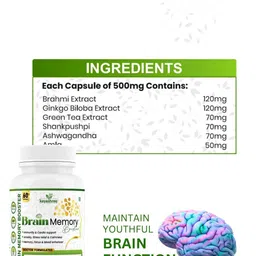 Kayashree Brain Memory Booster Supplement with Ginkgo Biloba - 60 Capsules image 5