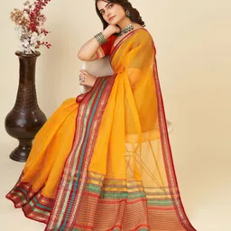 AMRUTKALA SAREES Checked Woven Design Zari Saree image 4