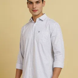 Allen Solly Men Spread Collar Grid Tattersall Checked Cotton Casual Shirt image 5