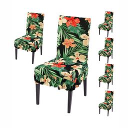 HOKIPO Set Of 6 Green Printed Chair Cover-picture-9