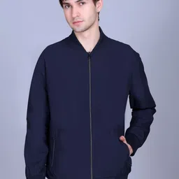 Mast & Harbour Men Stand Collar Solid Water Resistant Casual Bomber Jacket-picture-45