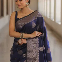 WOVENSTOCK Ethnic Motifs Zari Pure Silk Handloom Kanjeevaram Saree image 3