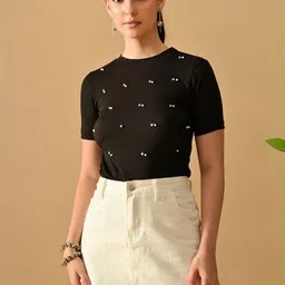 IUGA Women Ribbed Short Sleeve Fitted Top-image-44
