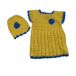 Cute Collection Girls Knitted Woolen Frock With Cap-picture-29
