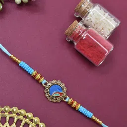 MEIRA JEWELLERY Artificial Stones Studded & Beaded Thread Rakhi With Roli Chawal & Card-picture-25