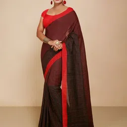 BENGAL HANDLOOM Striped Pure Cotton Taant Saree-picture-44