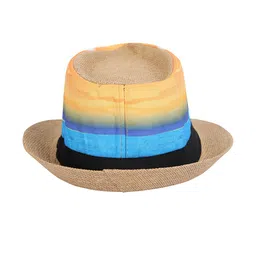 FabSeasons Unisex Brown Self Design Fedora Hat image 2