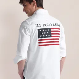 U.S. Polo Assn. Men Classic Spread Collar Typography Printed Cotton Casual Shirt-picture-22