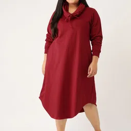 theRebelinme Women Plus Size Cowl Neck A-Line Midi Dress-image-18