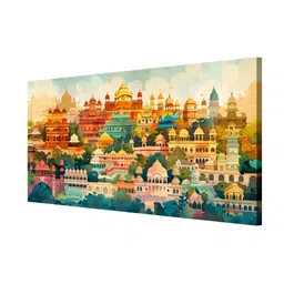 999Store Orange & Green Canvas Abstract Wall Paintings image 3