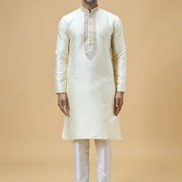 Arihant Rai Sinha Men Floral Embroidered Regular Thread Work Kurta with Churidar image 1