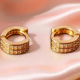 AccessHer Gold Plated Artificial Stones Circular Hoop Earrings image 4