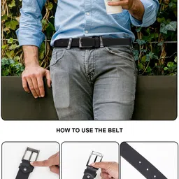 Metronaut Men Textured Leather Formal Belt image 2