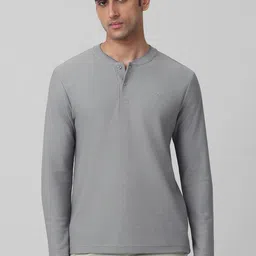 Mufti Men Self Design Henley Neck Cotton Slim Fit T-shirt-picture-49