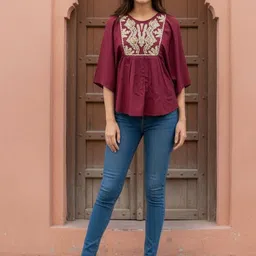 Rangita Ethnic Motifs Embroidered Flared Sleeves Thread Work Thread Work Kurti-picture-17