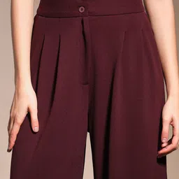 Zastraa Women Relaxed Flared High-Rise Pleated Trousers image 5