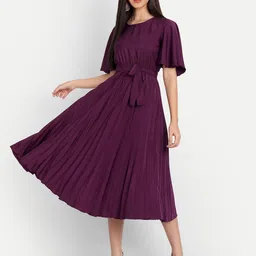 STARWORD Women Round Neck Fit & Flare Dress-image-21