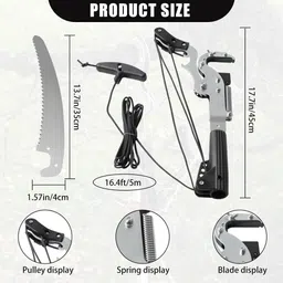 verilux Manual Pole Pruner Head SK5 Steel with 5 Meter Pull Cord Manual Pole Pruner Blade Head Heavy Duty SK5 Steel with 5 Meter Pull Cord Pruner Bypass Pruner image 2