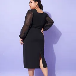 sassafras curve Women Bodycon Black Midi/Calf Length Dress image 2