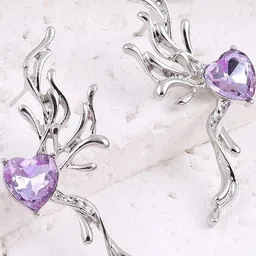 Estailo fashion Artificial Stones Studded Heart Shaped Drop Earrings-image-83