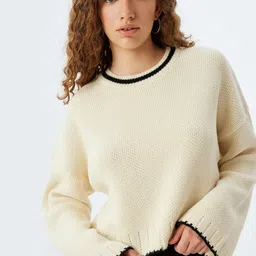 Koton Women Solid Round Neck Pullover-picture-31
