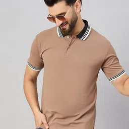 HUSHBUCKS Men Moisture Wicking Solid Polo Collar T-shirt-image-63
