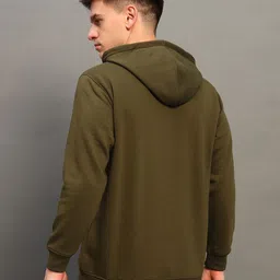 THE CASUALS Men Printed Hooded Long Ribbed Hemline Sleeves Sweatshirt image 3