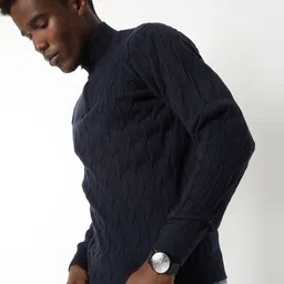 max Men Solid Cable Knit Long Sleeves Pullover-image-23