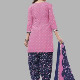 MIRAAN Women Floral Printed Regular Pure Cotton Kurta with Patiala & With Dupatta image 5