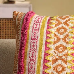 eyda Pink & White 2 Pieces Embroidered Square Cushion Covers image 2