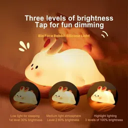 fortay Cute Rabbit Night Light, USB Rechargeable, Changing Light, Room Decor Night Lamp - 4 cm image 2