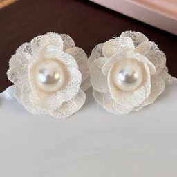 DIVASTRI Gold Plated Pearls Beaded Floral Korean Studs-picture-11