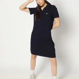 GAP Polo Neck Pure Cotton Shirt Collar T-shirt Midi Dress-image-23