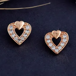 NAMAN ARTS Heart Shaped Studs Earrings-image-80