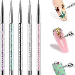 hair line Double End Gel Nail Art Liner Brush with Fine Striping Brush and Dotting Pen image 3