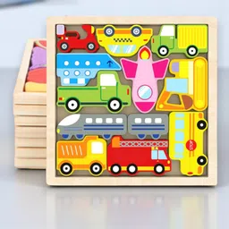 vhd Wooden Vehicle Puzzle Board for Kids – Educational Transport Toy TR56 image 1