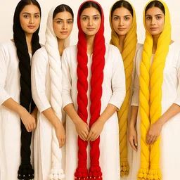 kalamatwala Lycra Blend Solid White, Black, Red, Yellow, Gold Women Dupatta image 2