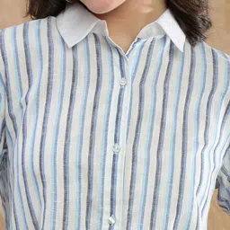 globus Women Regular Fit Striped Spread Collar Formal Shirt image 4