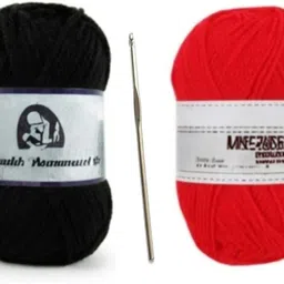 waaome Black & Orange Wool 200 Gm 100×2 +1 Steel Kurusiya Art Knitting Yarn Thread(W26)-picture-11