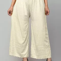 unique look Women Loose Fit Cream Pure Cotton Trousers image 3