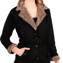 sky fly Suede Solid Coat For Women image 3