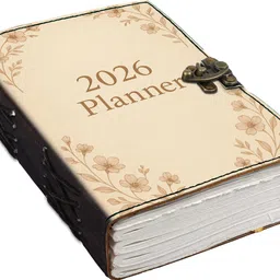 di-kraft New year 2026 designer leather journal with lock 5*7 inches 200 pages x-001 A5 Diary unruled 200 Pages image 4