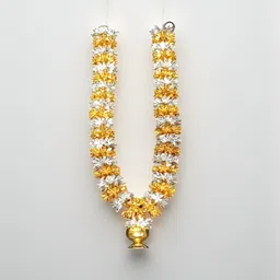 Sigaram 12 Inch Gold & Silver Artificial Mala / Hara for Home Pooja Decor K4838 Gold, Silver Jasmine Artificial Flower-image-2