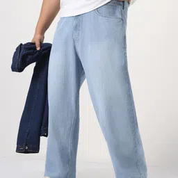 Urbano Plus Men Loose Relaxed Fit Mid-Rise Light Fade Jeans-picture-38